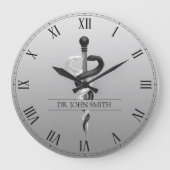 Classy Noble Medical Asclepius Elegant Black White Grote Klok (Voorkant)