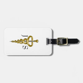 Classy Noble Medical Asclepius Elegant Gold Silver Bagagelabel