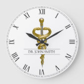 Classy Noble Medical Asclepius Elegant Gold Silver Grote Klok (Voorkant)