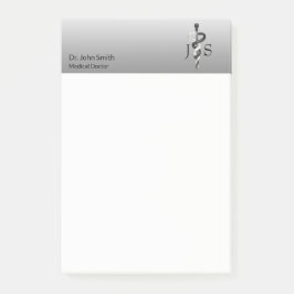 Classy Noble Medical Elegant Black White Asclepius Post-it® Notes