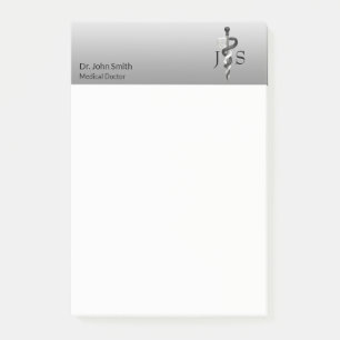 Classy Noble Medical Elegant Black White Asclepius Post-it® Notes
