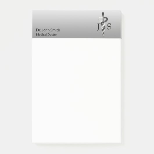 Classy Noble Medical Elegant Black White Asclepius Post-it® Notes (Voorkant)