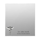 Classy Noble Medical Elegant Black White Caduceus Notitieblok (Voorkant)