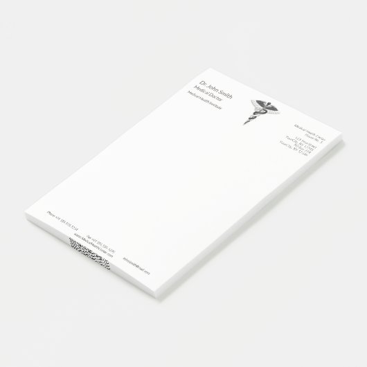 Classy Noble Medical Elegant Black White Caduceus Post-it® Notes (Schuin)