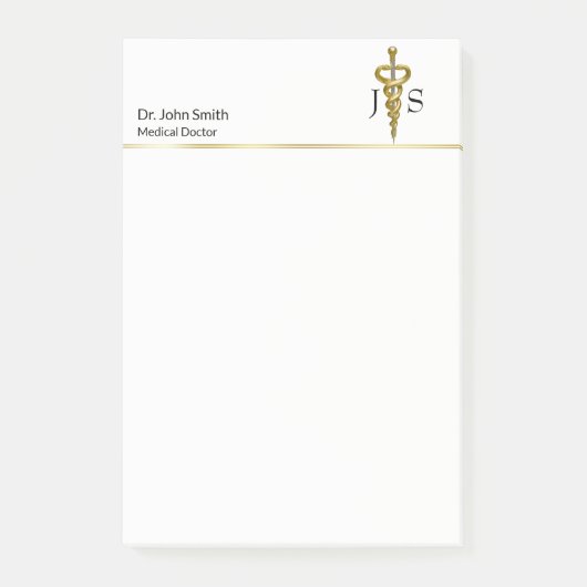 Classy Noble Medical Elegant Gold Silver Asclepius Post-it® Notes (Voorkant)