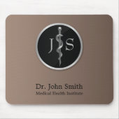 Classy Noble Medical Rod van Asclepius Silver Muismat (Voorkant)