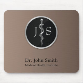 Classy Noble Medical Rod van Asclepius Silver Muismat