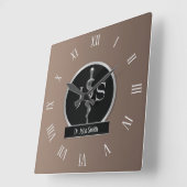 Classy Noble Medical Silver Rod van Asclepius Vierkante Klok (Hoek)