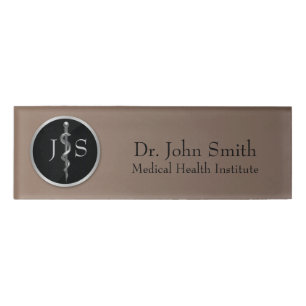 Classy Noble Rod of Asclepius Medical Silver Naambadge