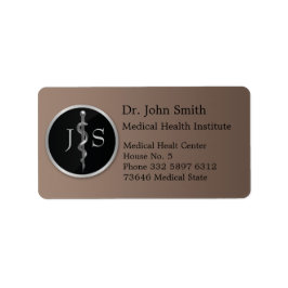 Classy Noble Rod of Asclepius Silver Medical Etiket