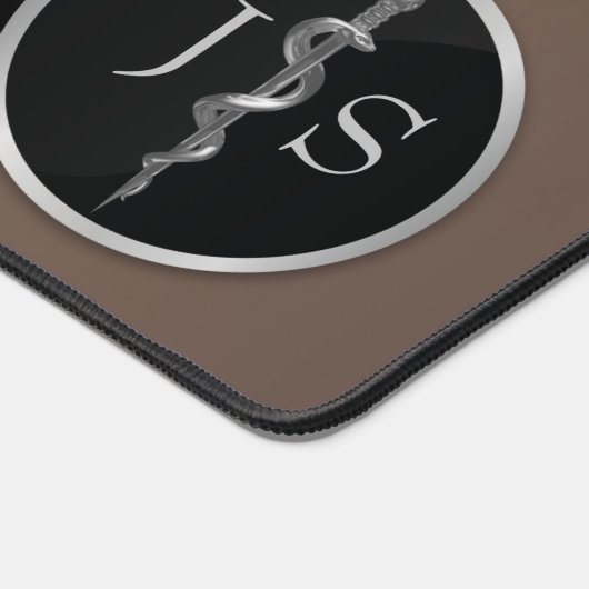 Classy Noble Silver Rod of Asclepius Medical Bureaumat (Hoek)