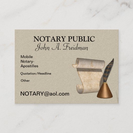 CLASSY NOTARY PUBLIC Visitekaartje (Voorkant)