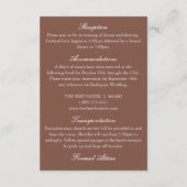 Classy Old Money Mocha Brown Ivory Wedding Details Informatiekaartje (Achterkant)