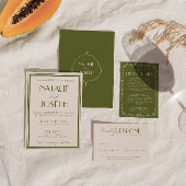 Classy Old Money Olive Green Luxury Retro Wedding Kaart