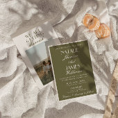 Classy Old Money Olive Green Luxury Wedding Kaart