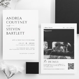 Classy Old Money Photo Black and White Wedding  Kaart