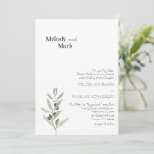Classy Olive Branch Huwelijksuitnodiging Kaart (Staand voorkant)