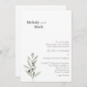 Classy Olive Branch Huwelijksuitnodiging Kaart (Voorkant / Achterkant)