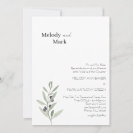 Classy Olive Branch Huwelijksuitnodiging Kaart