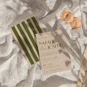 Classy Olive Green Brown Fancy Retro Wedding Kaart