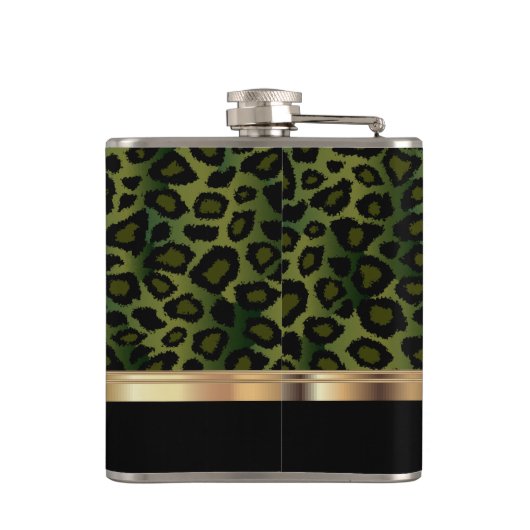 Classy Olive Green Leopard Animal Print Heupfles (Achterkant)