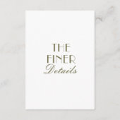 Classy Olive Green Old Money Fancy Wedding Details Informatiekaartje (Achterkant)