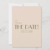Classy Olive Green Old Money Retro Luxury Wedding Save The Date (Voorkant)