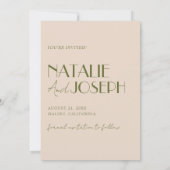 Classy Olive Green Old Money Retro Luxury Wedding Save The Date (Achterkant)