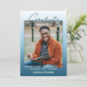 Classy Ombre Blauwgroen Blue Green Afstuderen Aankondiging (Staand voorkant)