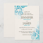 Classy Ombre Blauwgroen huwelijksuitnodigingen Kaart (Voorkant / Achterkant)