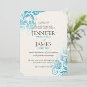 Classy Ombre Blauwgroen huwelijksuitnodigingen Kaart (Staand voorkant)