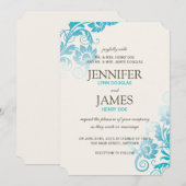 Classy Ombre Blauwgroen huwelijksuitnodigingen Kaart (Voorkant / Achterkant)