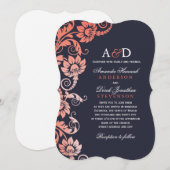 Classy Ombre Coral en Blue Wedding Invitations Kaart (Voorkant / Achterkant)
