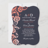 Classy Ombre Coral en Blue Wedding Invitations Kaart (Voorkant)