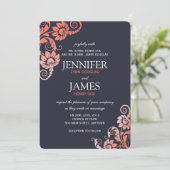 Classy Ombre Coral en Blue Wedding Invitations Kaart (Staand voorkant)