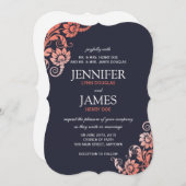 Classy Ombre Coral en Blue Wedding Invitations Kaart (Voorkant / Achterkant)