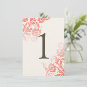Classy Ombre Coral Table Number Kaart (Staand voorkant)