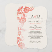 Classy Ombre koraal bloemen bruiloft uitnodigingen (Voorkant / Achterkant)