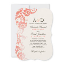 Classy Ombre koraal bloemen bruiloft uitnodigingen