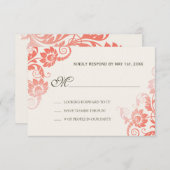 Classy Ombre koraal bruiloft RSVP (Voorkant / Achterkant)