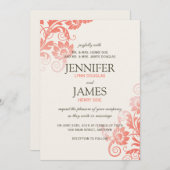 Classy Ombre Koraal bruiloft uitnodigingen (5x7) (Voorkant / Achterkant)