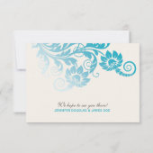 Classy Ombre Shades of Blauwgroen bruiloft RSVP (Achterkant)