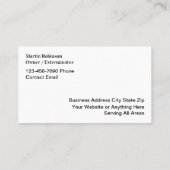 Classy ongediertebestrijding en uitroeiingsservice visitekaartje (Achterkant)