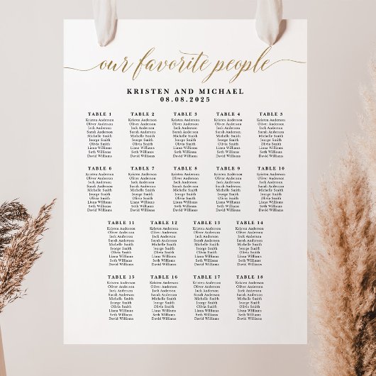 Classy Onze favoriete 18 tafel zitplaatsen kaart Poster