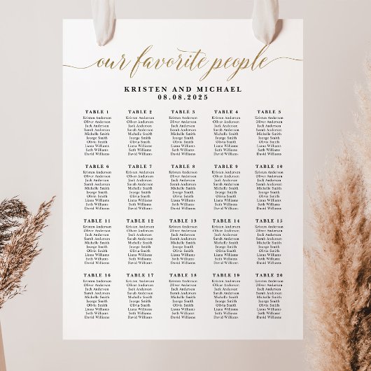 Classy Onze favoriete 20 tafel zitplaatsen kaart Poster