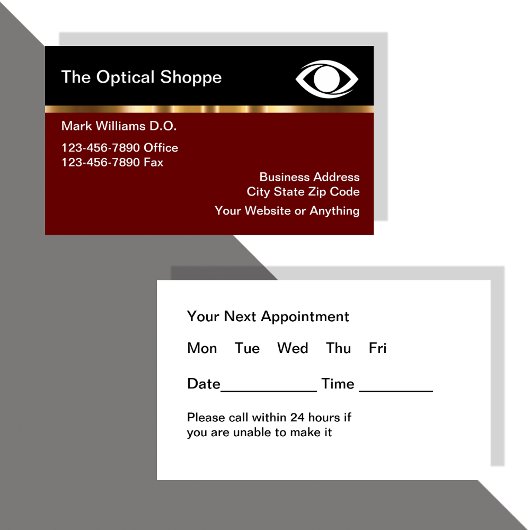 Classy Ophthalmologist Appointment Visitekaartjes