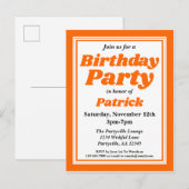 Classy Oranje Adult Birthday Party Uitnodiging Briefkaart (Voorkant / Achterkant)