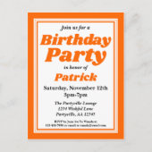 Classy Oranje Adult Birthday Party Uitnodiging Briefkaart (Voorkant)
