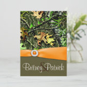 Classy Oranje Hunting Camo Wedding Invitations Kaart (Staand voorkant)