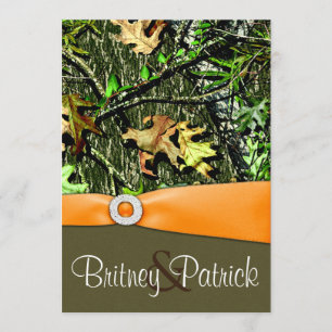 Classy Oranje Hunting Camo Wedding Invitations Kaart